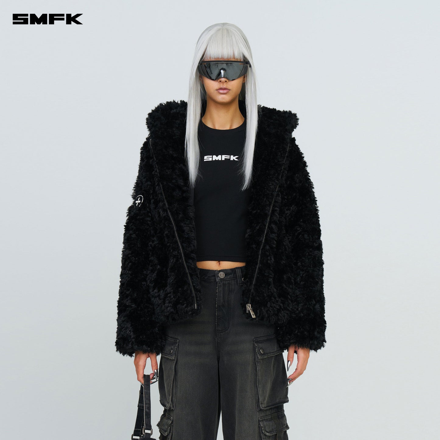 SMFK Compass Snowman Classic Faux Fur Jacket Black