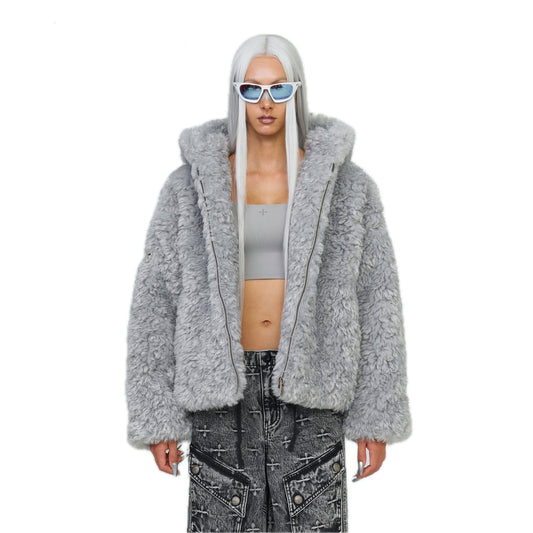 SMFK Compass Snowman Classic Faux Fur Jacket Gray