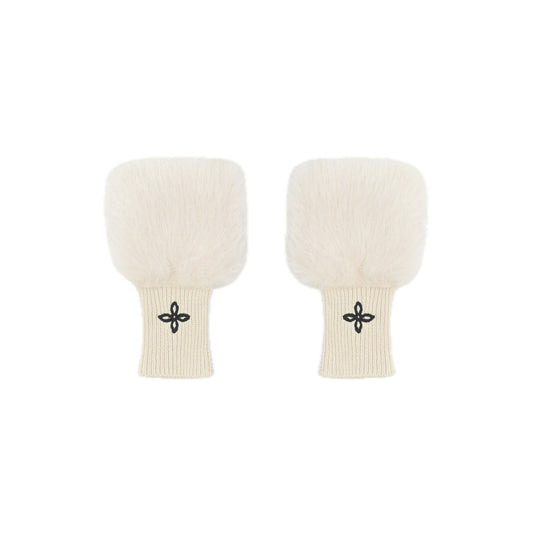 SMFK Compass Snowman Furry Gloves In Cream