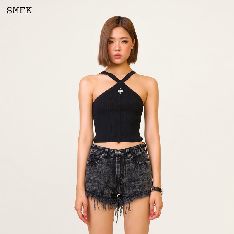 SMFK Compass Wild Tarpan Black Snowflake Short Jeans