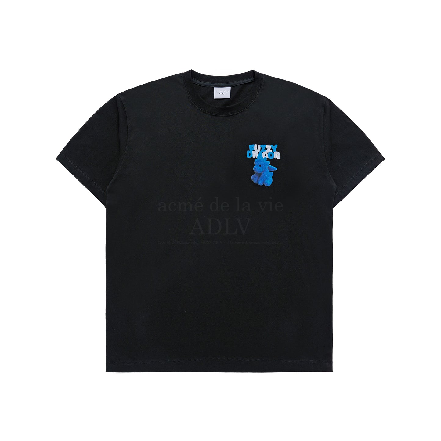 ADLV Fuzzy Font Dragon Short Sleeve T-shirt Black