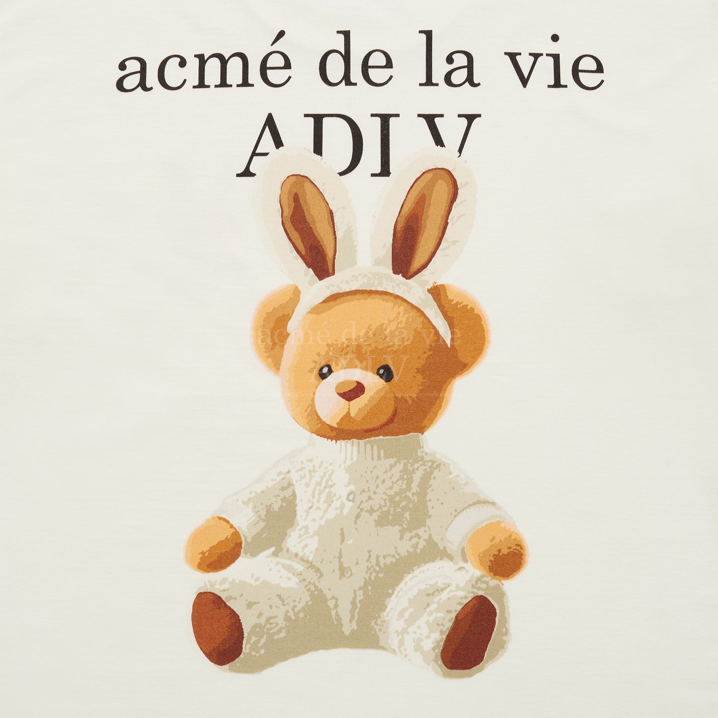 ADLV Rabbit Bear Doll Logo Short Sleeve T-shirt Cream