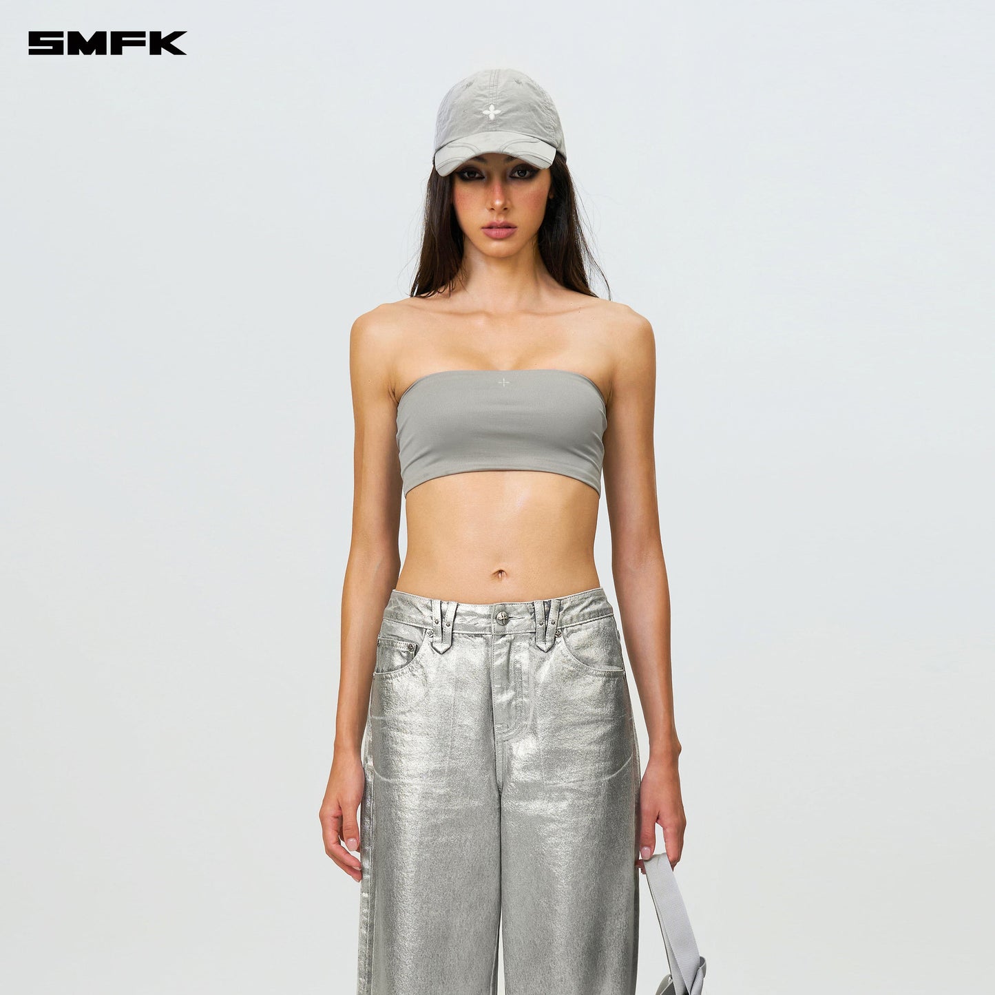 SMFK FUTURE Wave Body Shaping Tube Top Silver