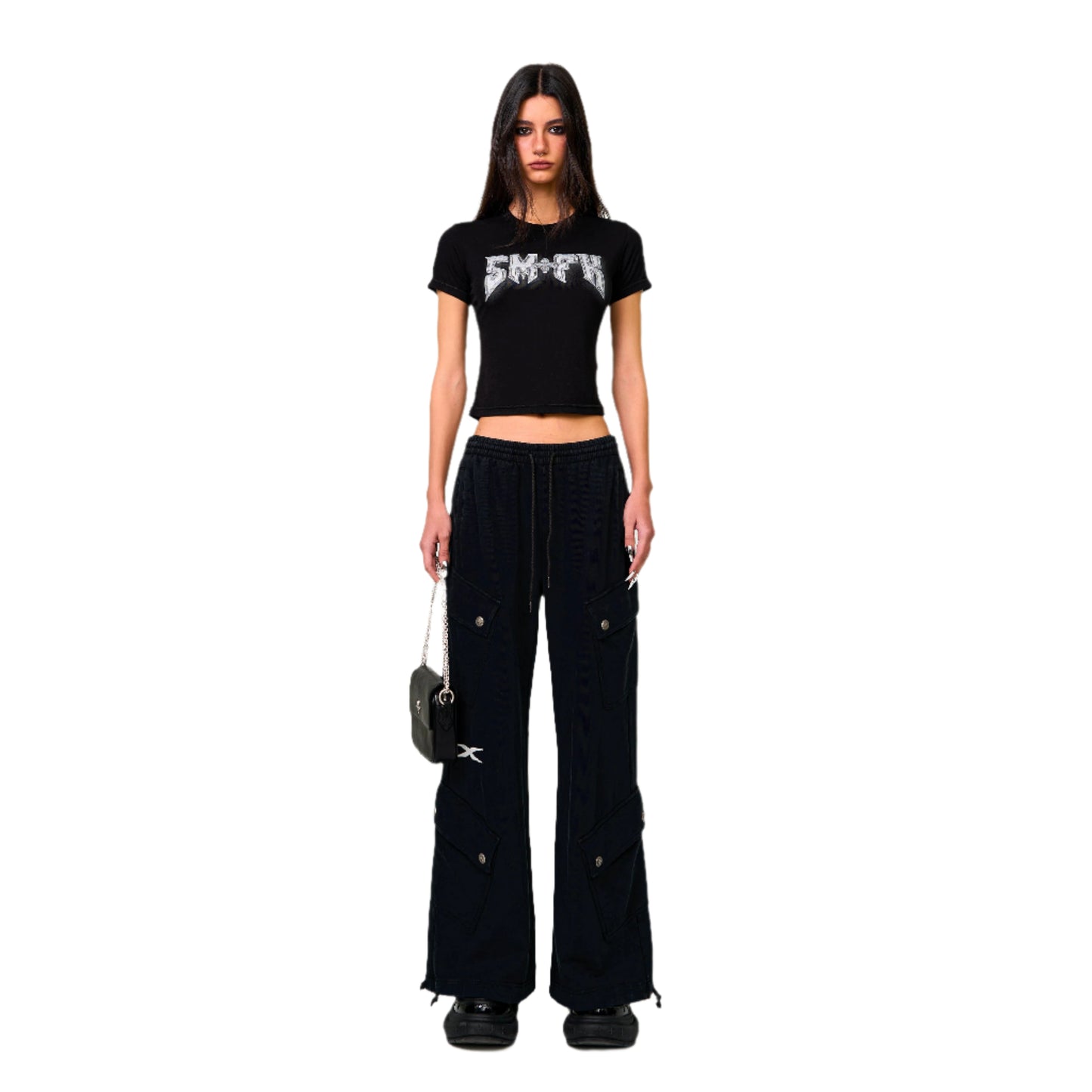 SMFK FUTURE Wide-Leg Track Pants in Black