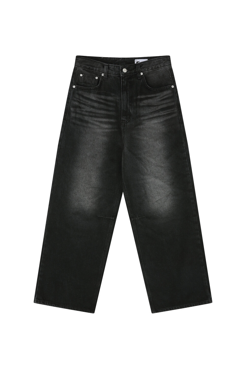 KASHIKO Washed RIvet Wide Jean Black