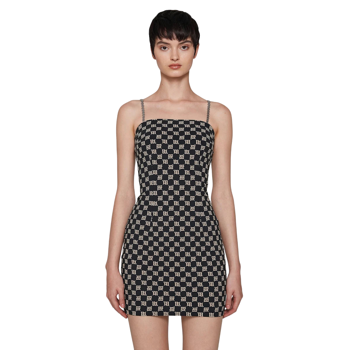 MISBHV Monogram Spaghetti Mini Dress Black