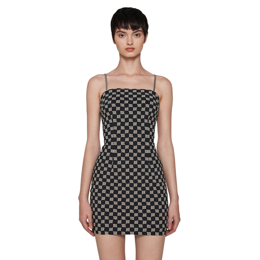 MISBHV Monogram Spaghetti Mini Dress Black