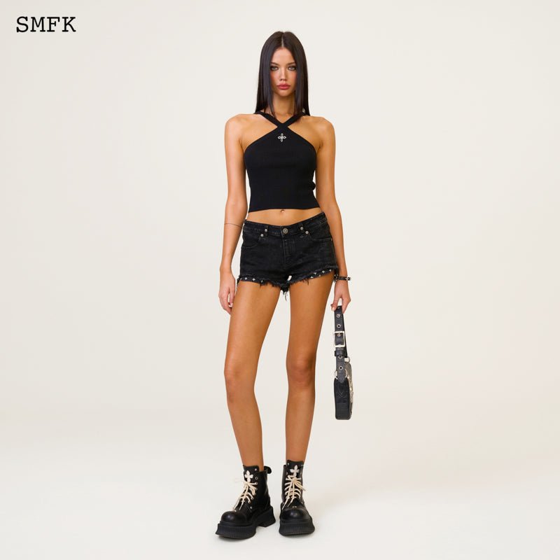 SMFK Temple Chinese Bandeau Sporty Top Black