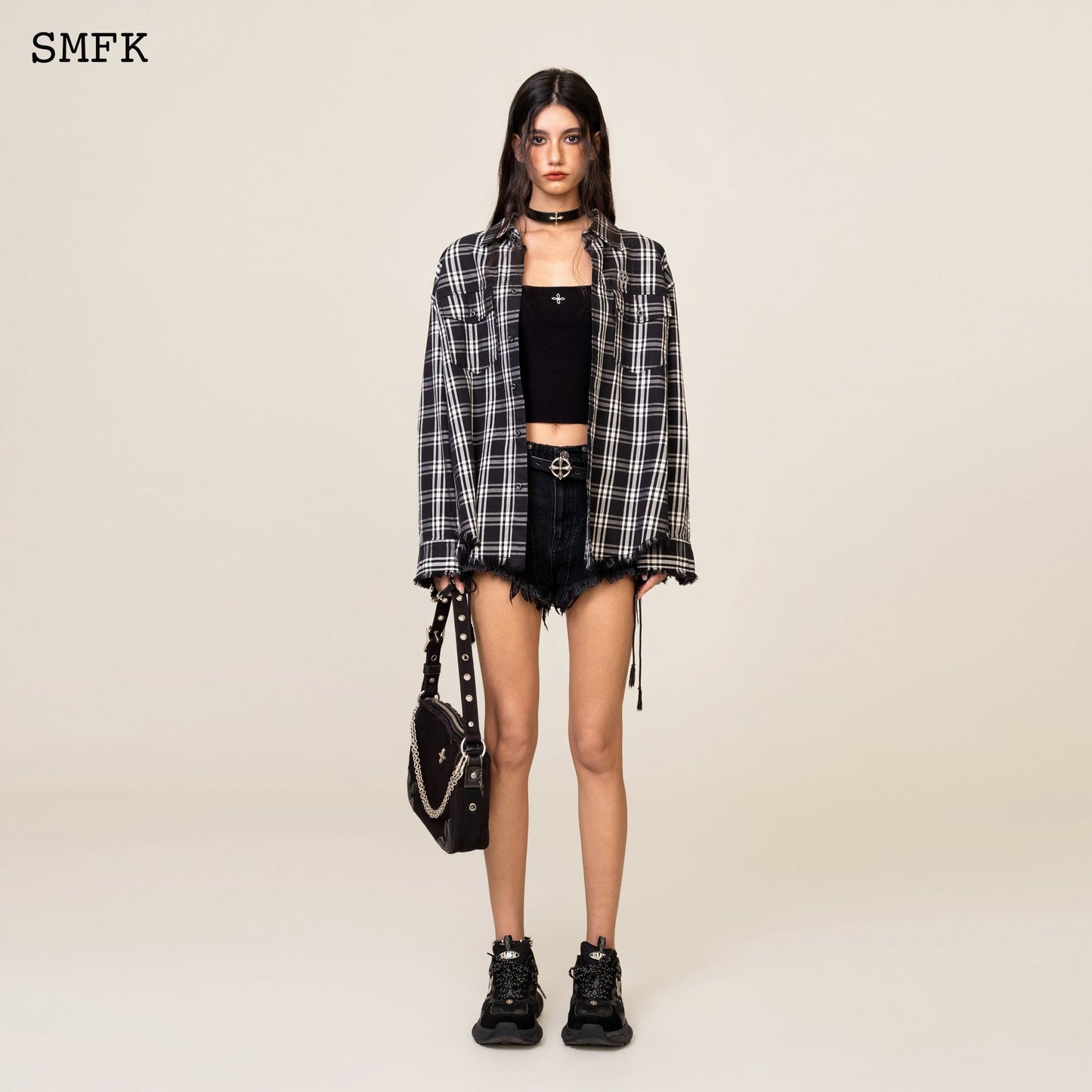 SMFK WildWorld Cross Riding Knitted Vest Top In Black