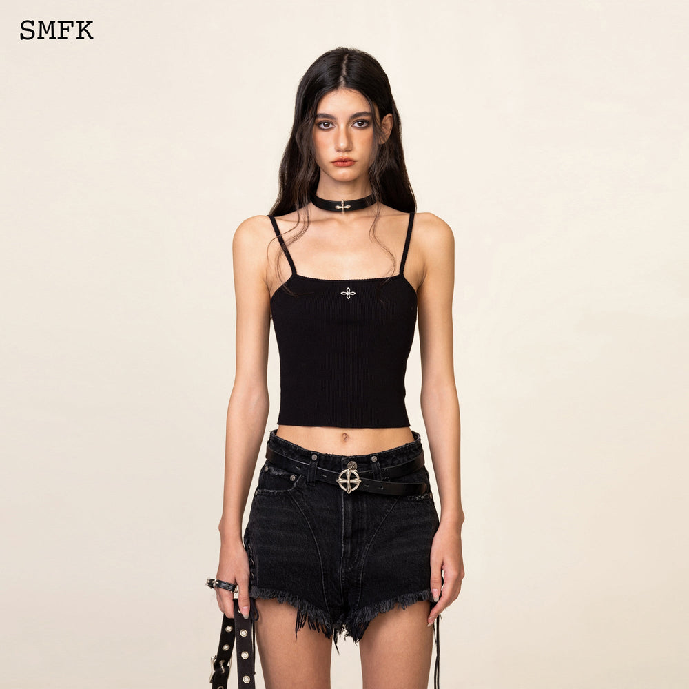 SMFK WildWorld Cross Riding Knitted Vest Top In Black