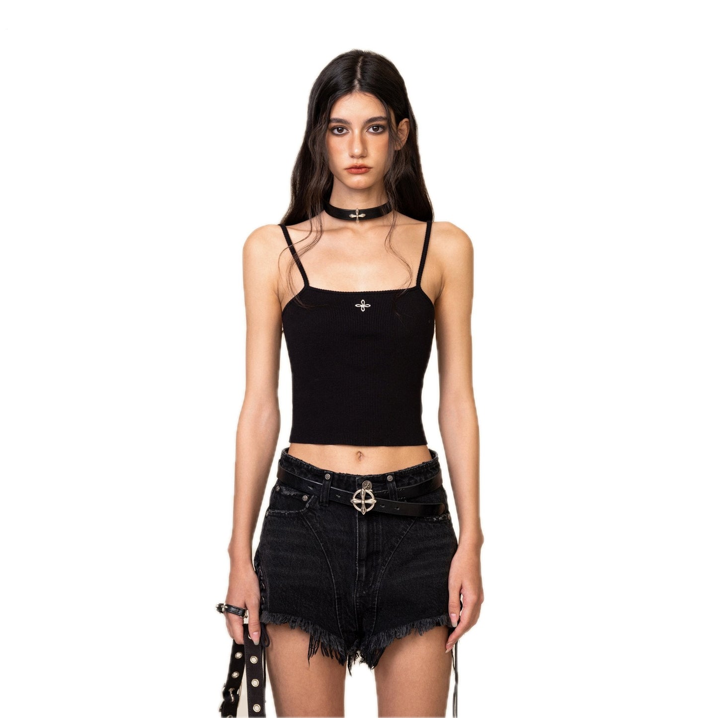 SMFK WildWorld Cross Riding Knitted Vest Top In Black