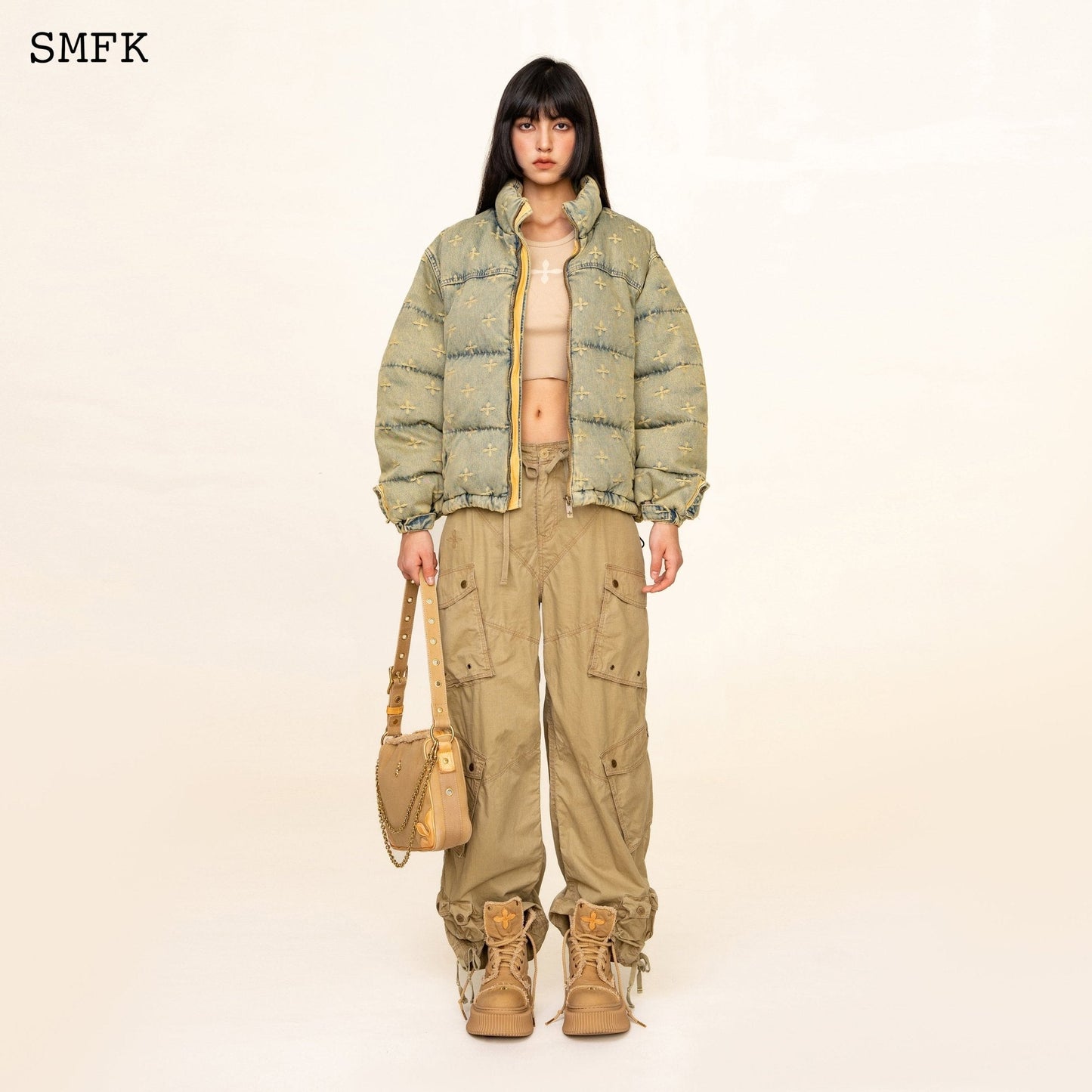 SMFK Wildworld Denim Garden Camping Puffer Jacket