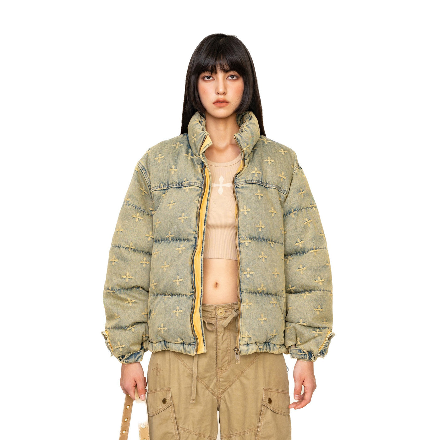 SMFK Wildworld Denim Garden Camping Puffer Jacket