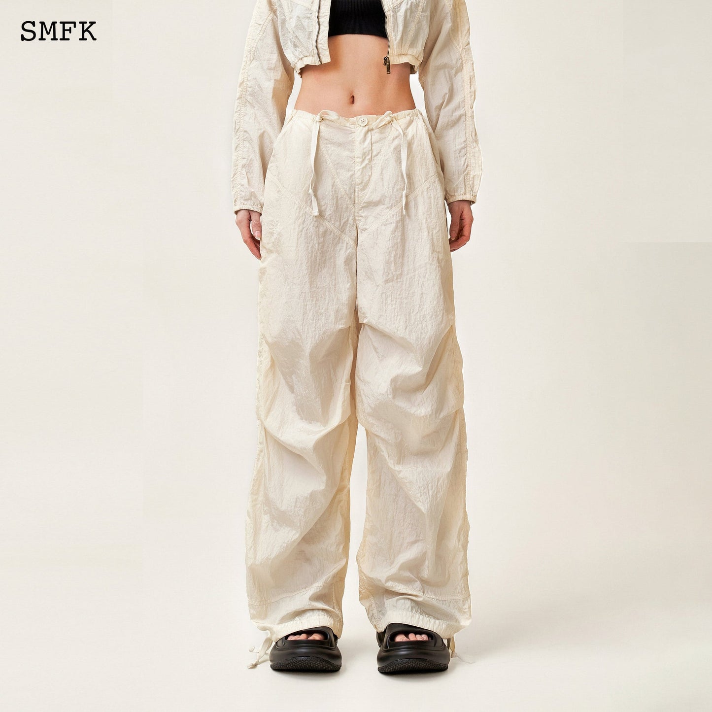 SMFK WildWorld Parachute Wide-Leg Pants In White