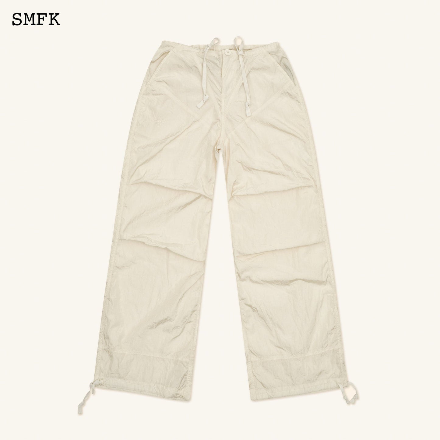 SMFK WildWorld Parachute Wide-Leg Pants In White