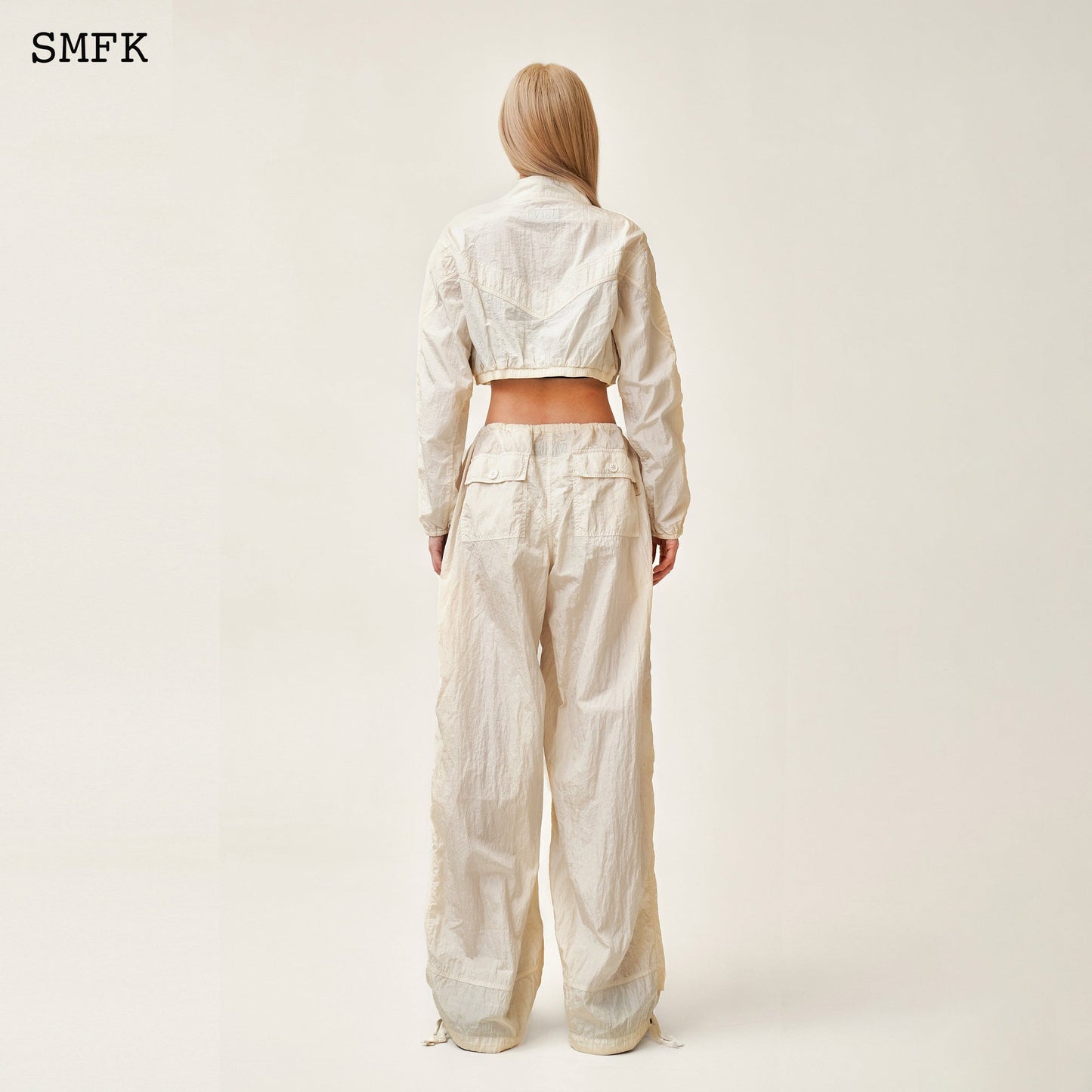 SMFK WildWorld Parachute Wide-Leg Pants In White