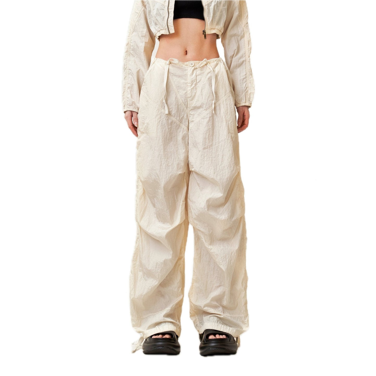 SMFK WildWorld Parachute Wide-Leg Pants In White