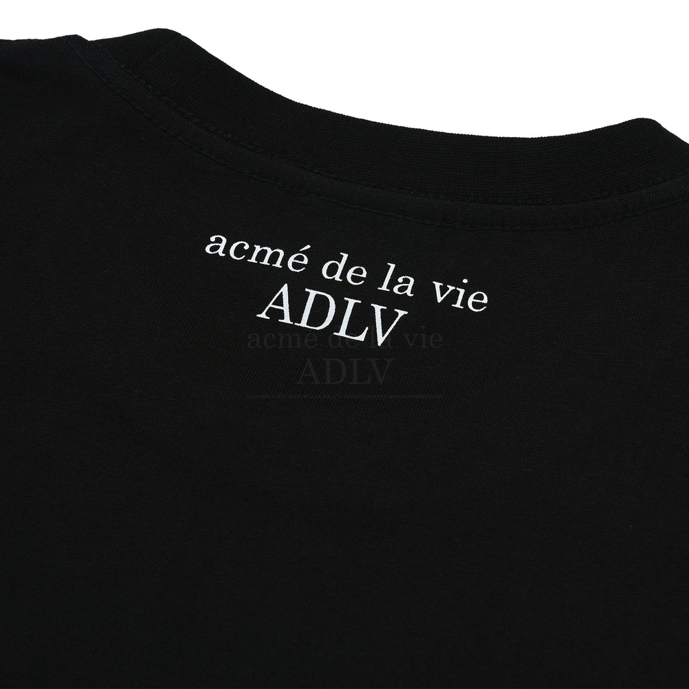 ADLV Mini Baby Face Cat Earplug Short Sleeve T-shirt Black