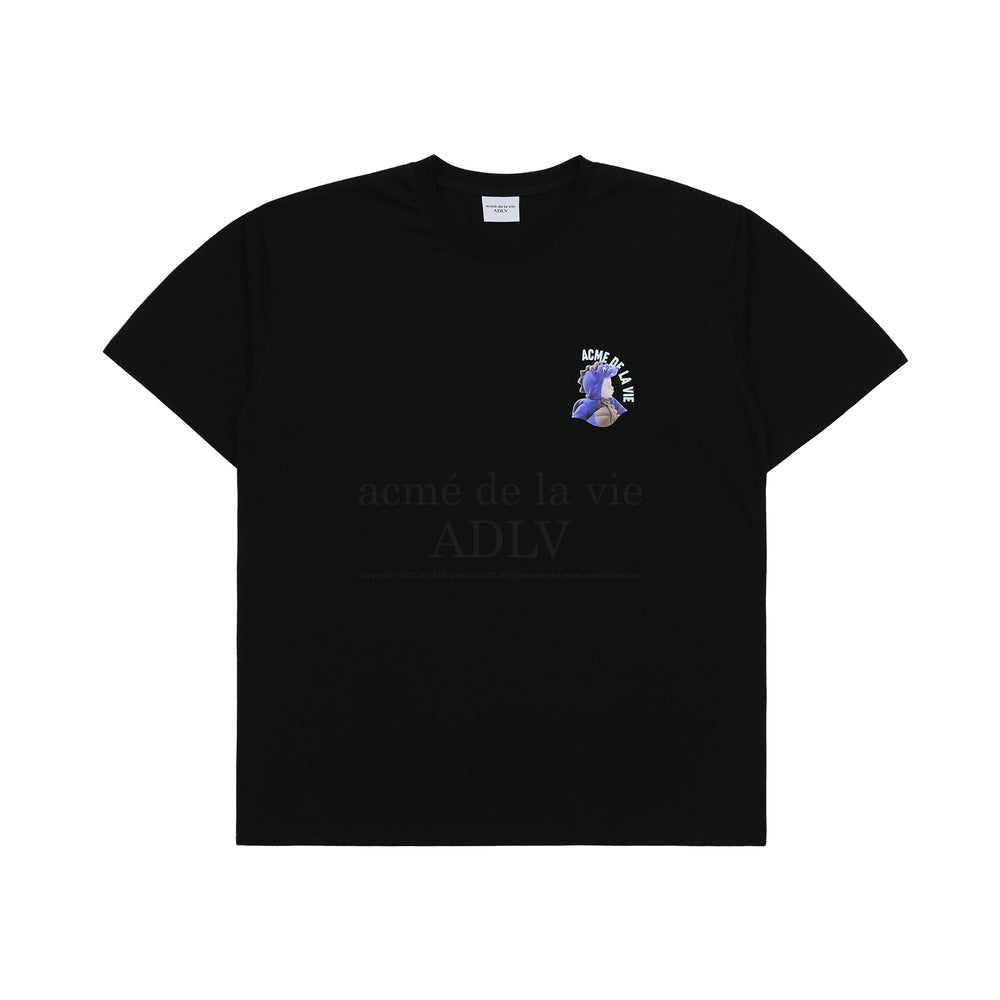 ADLV Mini Baby Face Purple Dinosaur Short Sleeve T-shirt Black