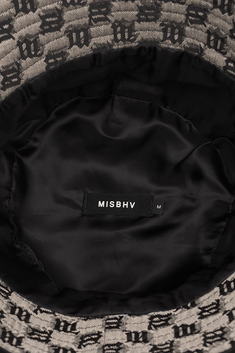 MISBHV Leather-Trimmed Monogram Bucket Hat Beige