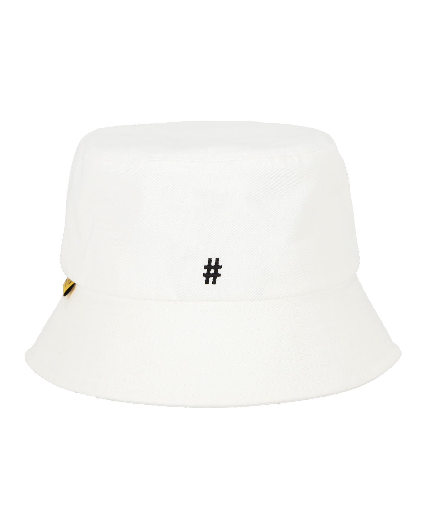 BEENTRILL Yellow Taping Hashtag Bucket Hat White