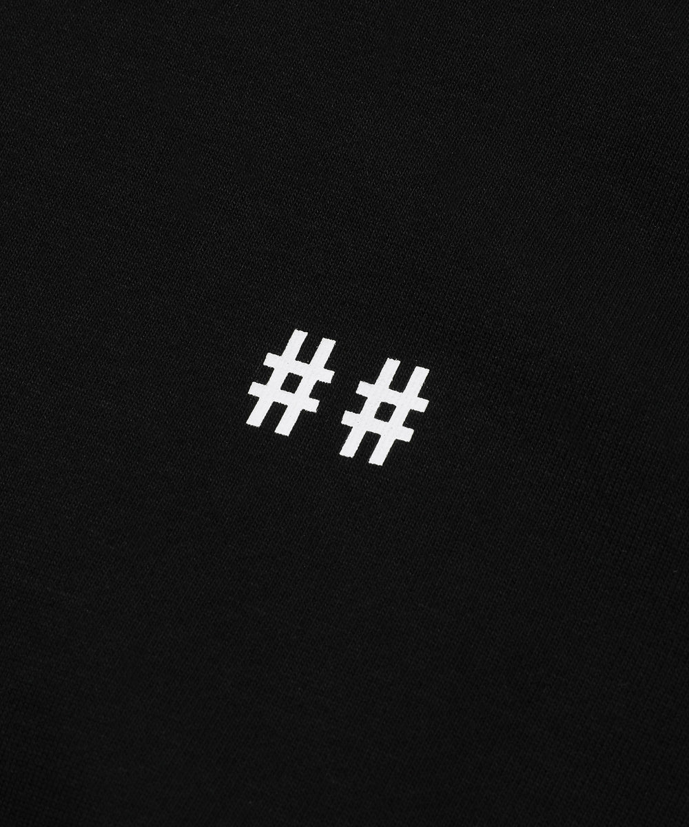 BEENTRILL Yellow Taping Hashtag Overfit Hoodie Black
