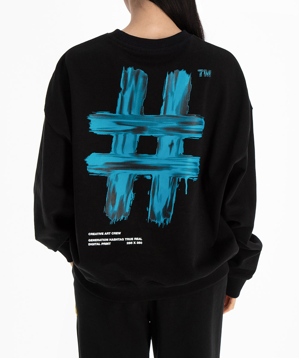 BEENTRILL Painting Hashtag Overfit Man to Man Black