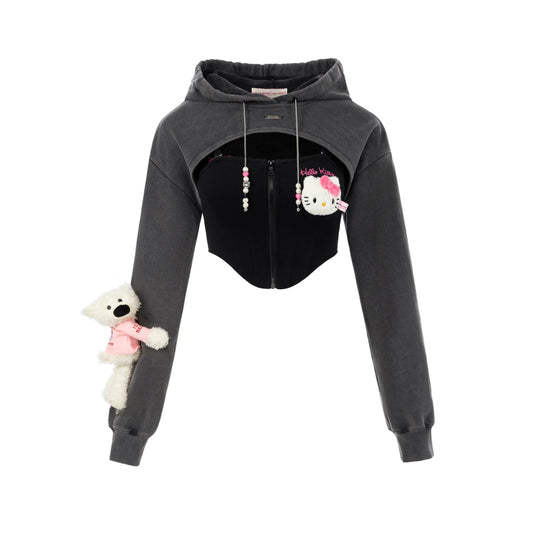 13DE MARZO Hello Kitty Bear Sports Hoodie Black Beauty