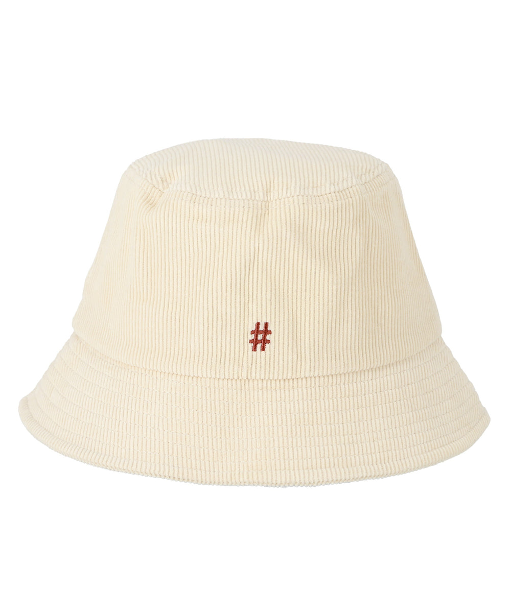 BEENTRILL Essential Logo Corduroy Bucket Hat White Ivory