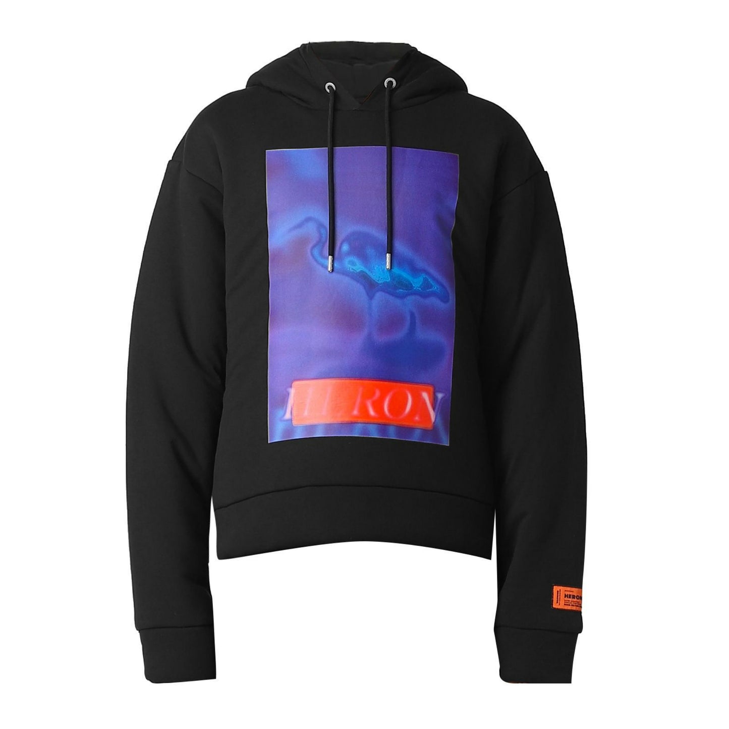 HERON PRESTON Crane Print Hoodie Black