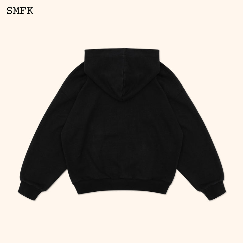 SMFK Compass Cross Pattern Classic Zipper Hoodie Black