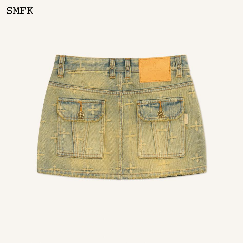 SMFK Ancient Myth Temple Garden Denim Skirt