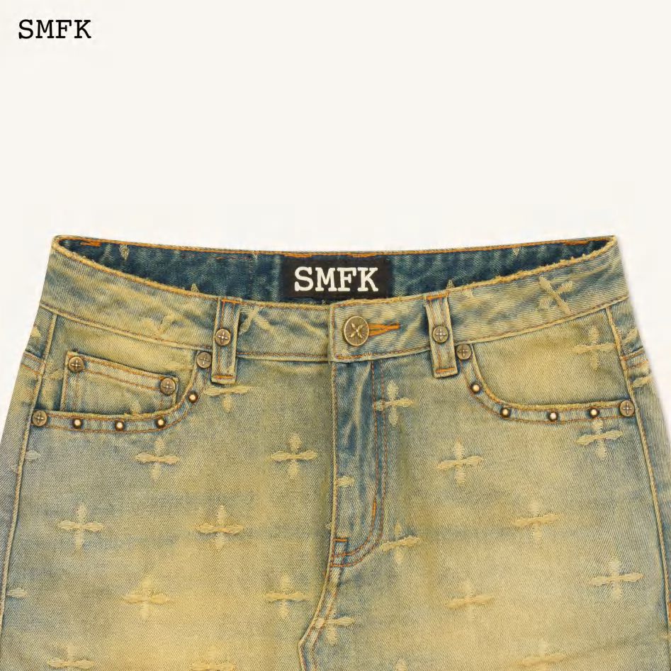 SMFK Ancient Myth Temple Garden Denim Skirt