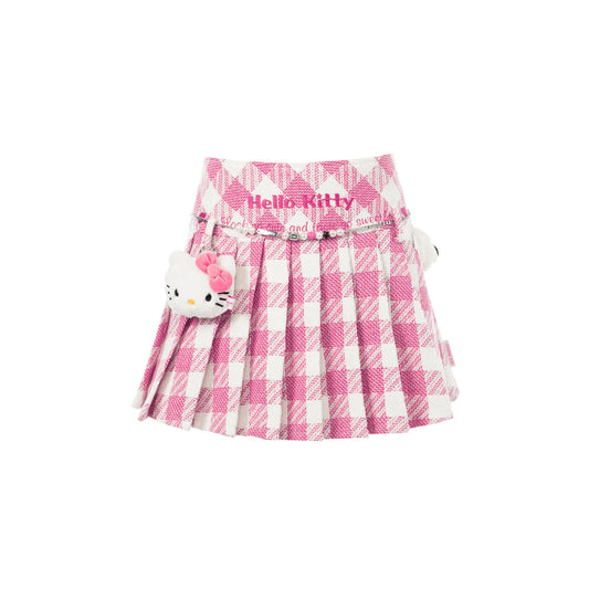 13DE MARZO Hello Kitty Bear Plaid Skirt