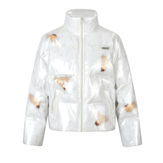 13DE MARZO Bear Icon Transparency Down Jacket