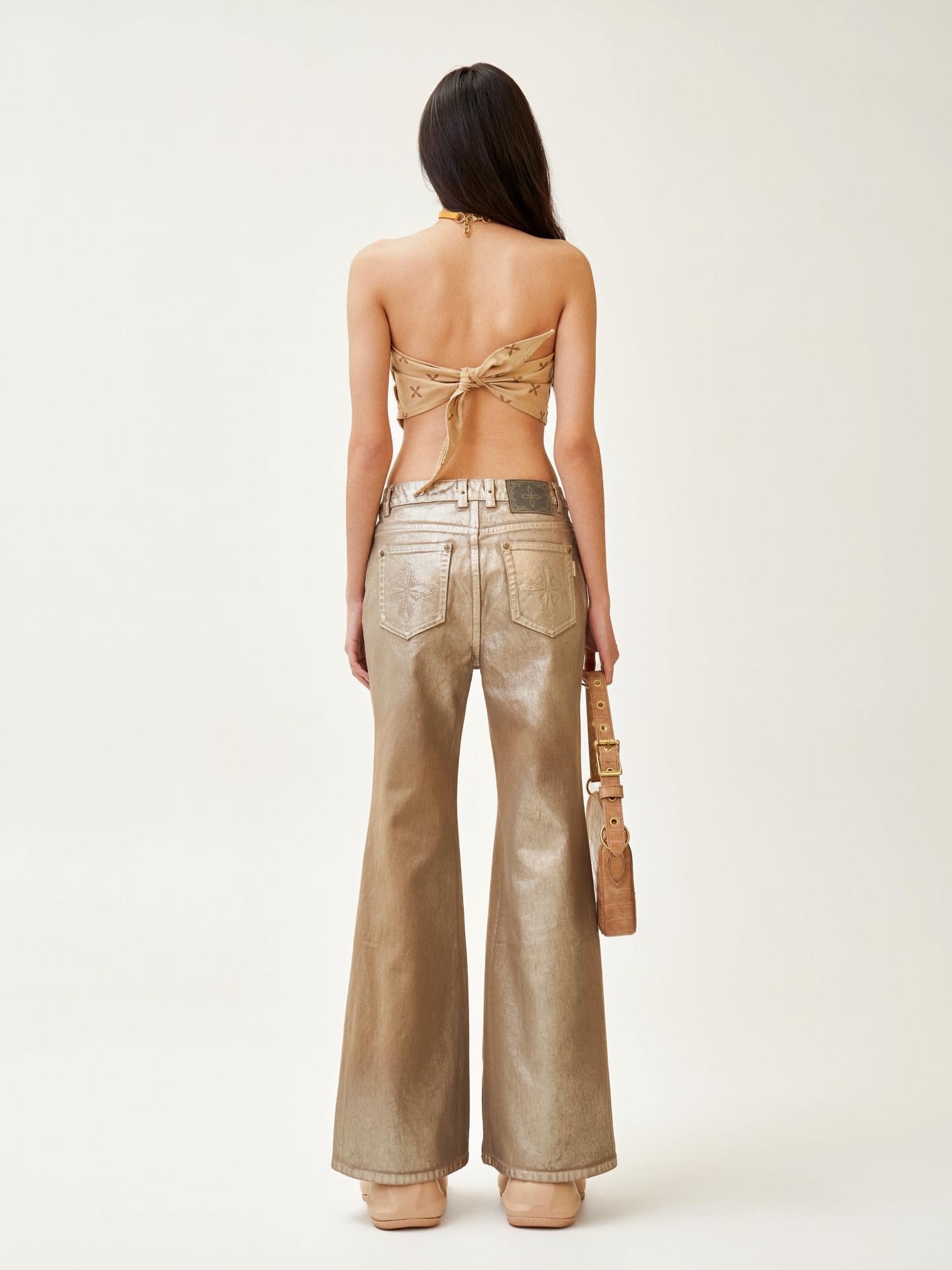 SMFK Ancient Myth Golden Snake Flared Jeans