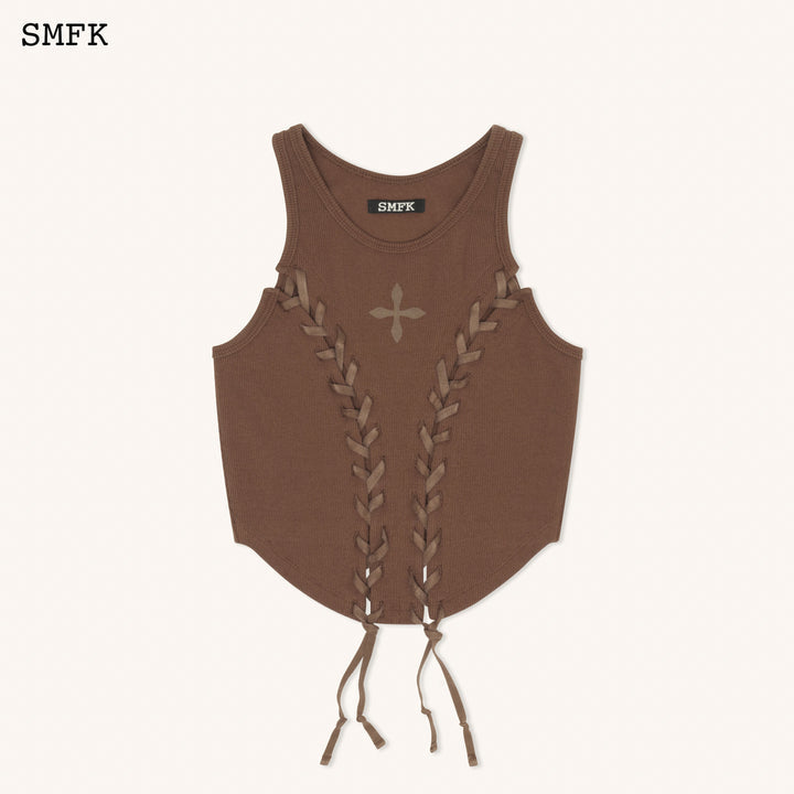 SMFK Compass Baseball Deconstruct Vest Top in Brown