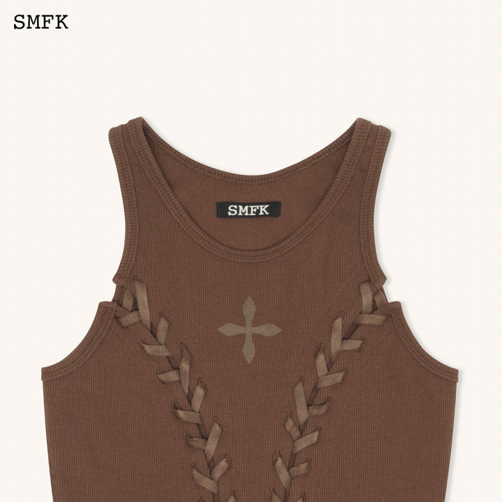 SMFK Compass Baseball Deconstruct Vest Top in Brown