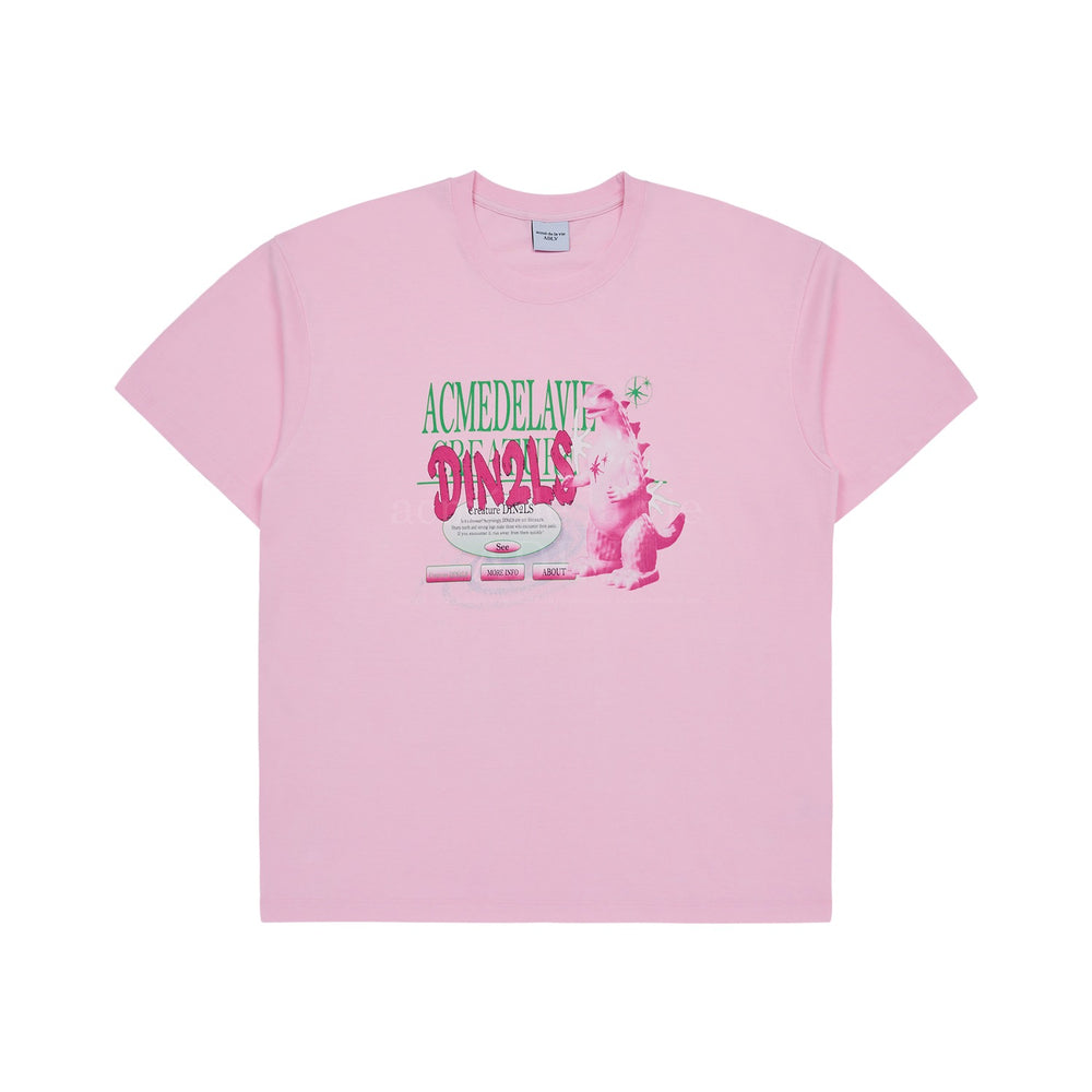 ADLV Din2ls Creature Lettering Short Sleeve T-shirt Pink
