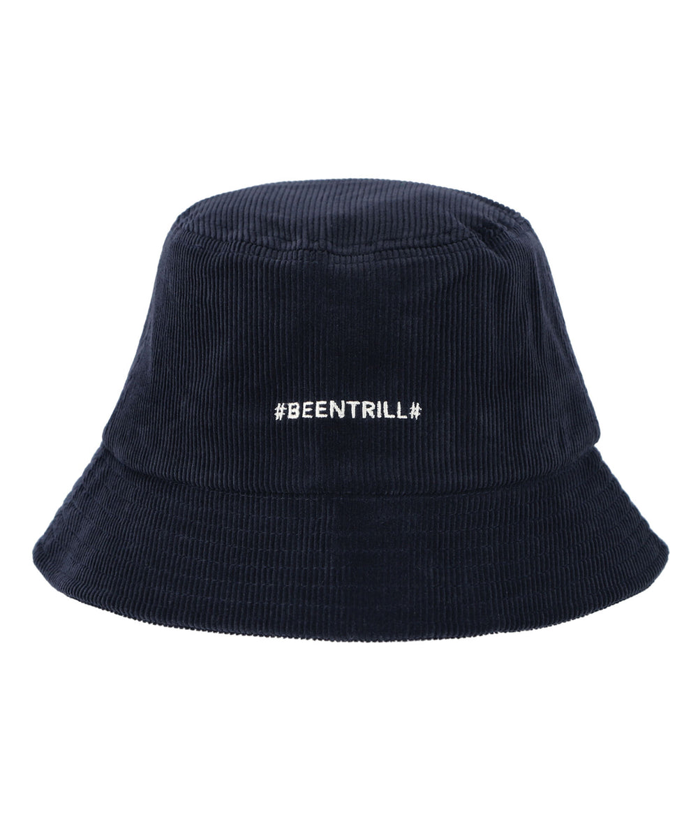 BEENTRILL Essential Logo Corduroy Bucket Hat Black Navy